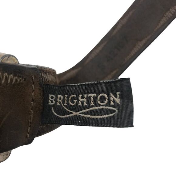 Brighton Leather Western Belt Size Small Brown and Silver - Picture 5 of 9